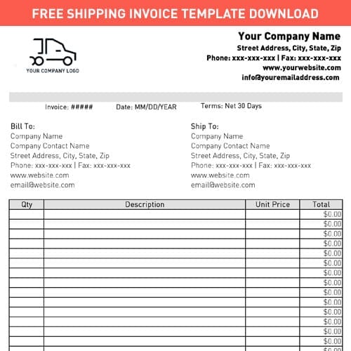 shipping invoice template