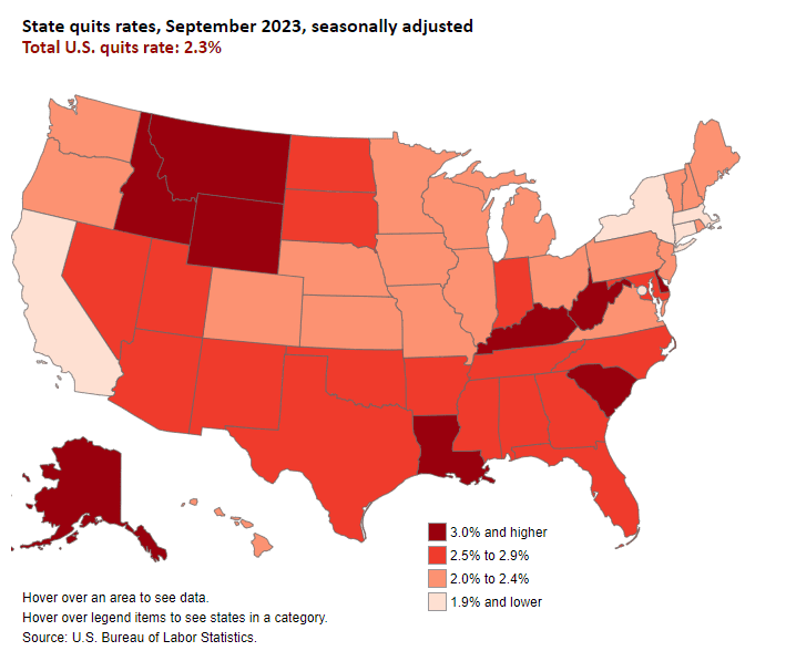 States quits rates, Sept 2023