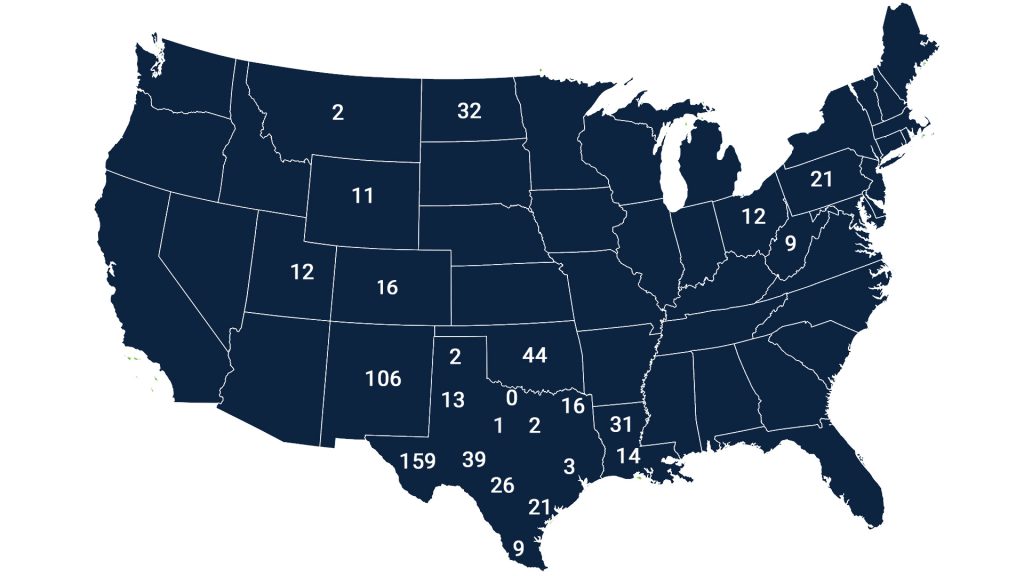 Map of the active drilling rigs as of March, 2024