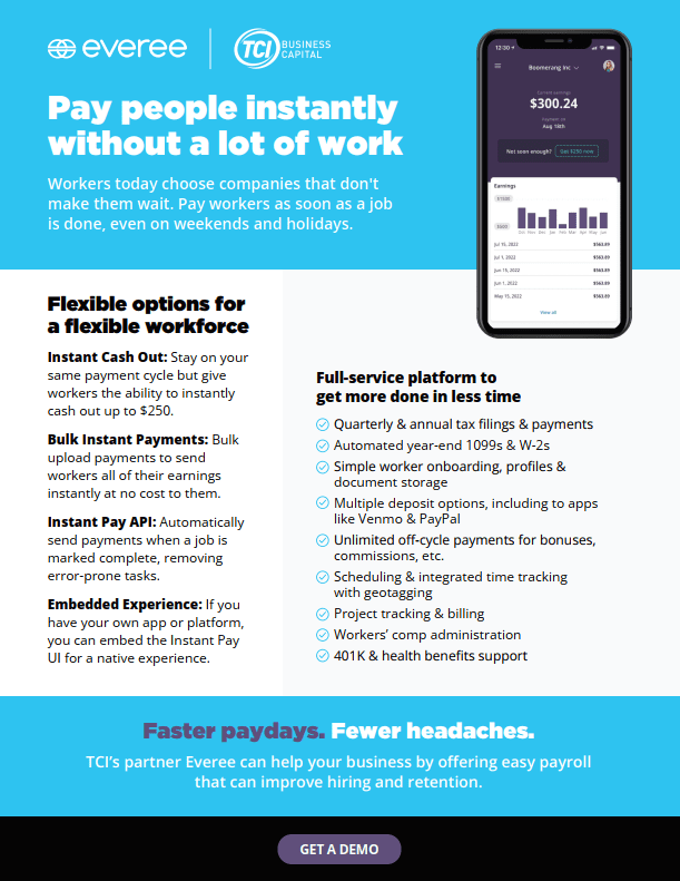 Everee One-Sheet Same Day Pay