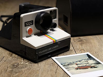 instant polaroid camera from the 1970s