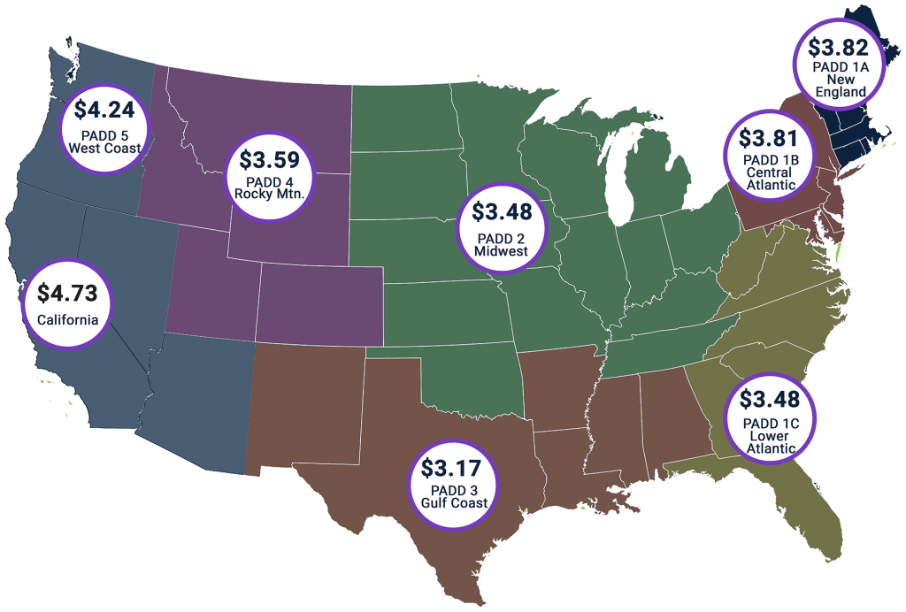 Diesel Fuel Price Map of the US as of September 2024